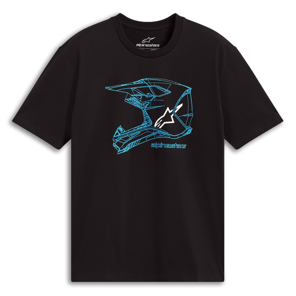 Camiseta Alpinestars MX Helmet Preto Azul
