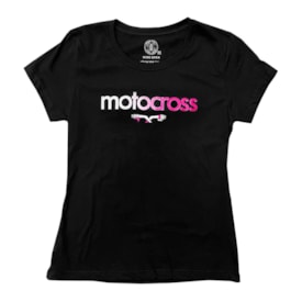Camiseta Feminina Motivação Motocross Preto Rosa