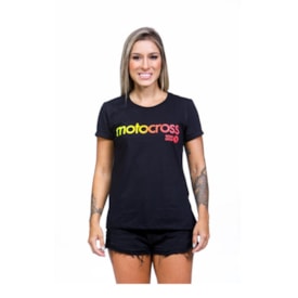 Camiseta Feminina Wide Open Motocross Preta