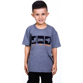 Camiseta Infantil Wide Open Eat Sleep Motocross Cinza