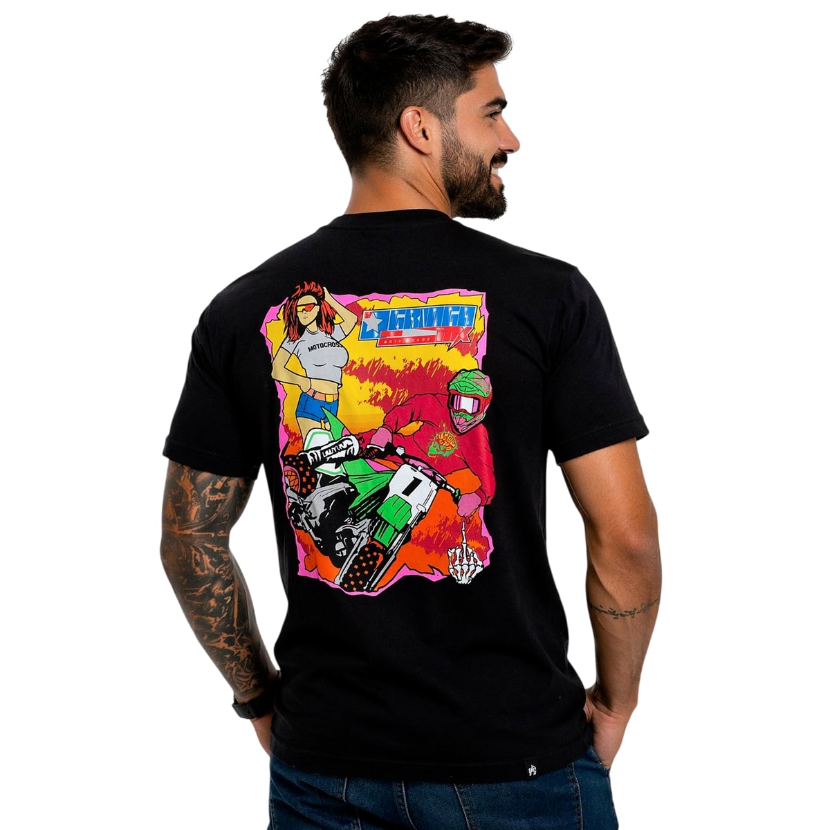 Segunda imagem do produto Camiseta Quebra Cava Gringa MX Motocross Preto