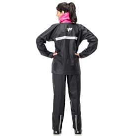 Segunda imagem do produto Capa de Chuva Feminina Pantaneiro Nylon Preto Rosa