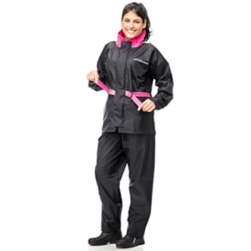 Capa de Chuva Feminina Pantaneiro Nylon Preto Rosa
