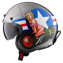 Capacete Aberto Ls2 Of599 Spitfire Bomb Rider Brushed Cinza