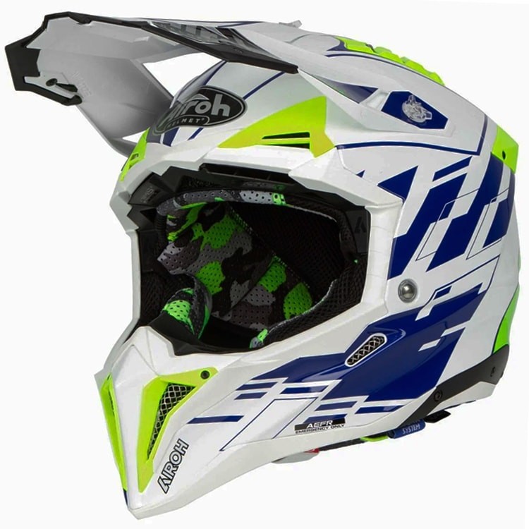 Capacete Airoh Aviator 3 Rampage Azul Branco