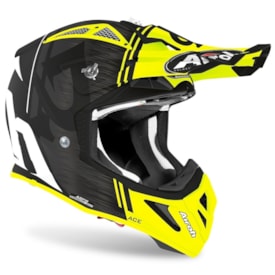 Segunda imagem do produto Capacete Airoh Aviator Ace Kybon Preto Amarelo Fluor