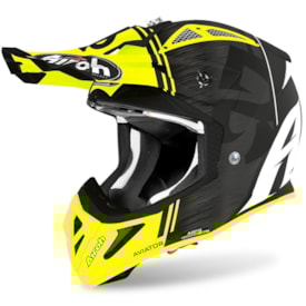 Capacete Airoh Aviator Ace Kybon Preto Amarelo Fluor