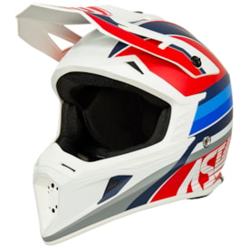 Capacete Asw Core Torn Branco Vermelho Azul