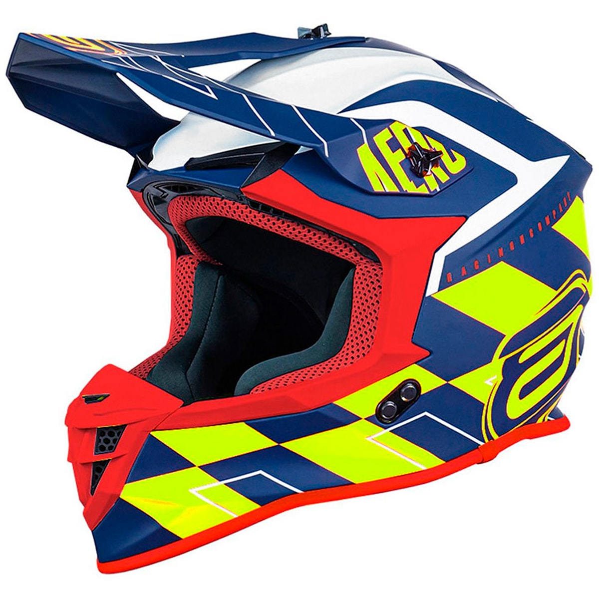 Capacete Asw R3 Victorious Azul Fluor Vermelho