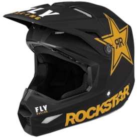 Capacete Fly Kinetic Rockstar Preto Dourado