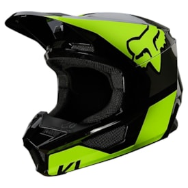 Capacete Fox V1 Revn Preto Amarelo Fluor