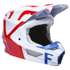 Segunda imagem do produto Capacete Fox V1 Skew Branco Vermelho