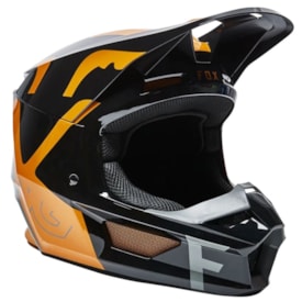 Capacete Fox V1 Skew Preto Dourado