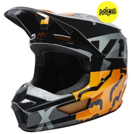 Segunda imagem do produto Capacete Fox V1 Skew Preto Dourado