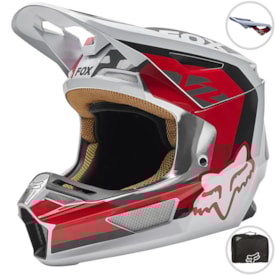 Capacete Fox V2 Paddox Vermelho Preto Branco