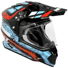 Capacete Helt Cross Vision Glass Adventure Preto Azul