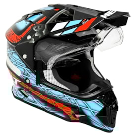 Segunda imagem do produto Capacete Helt Cross Vision Glass Adventure Preto Azul