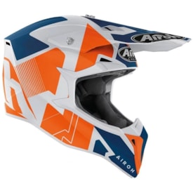 Segunda imagem do produto Capacete Infantil Airoh Wraap Raze Laranja Azul