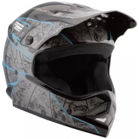 Segunda imagem do produto Capacete Infantil Protork Cartoon Preto Azul