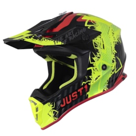 Capacete Just1 J38 Mask Amarelo Fluor Vermelho