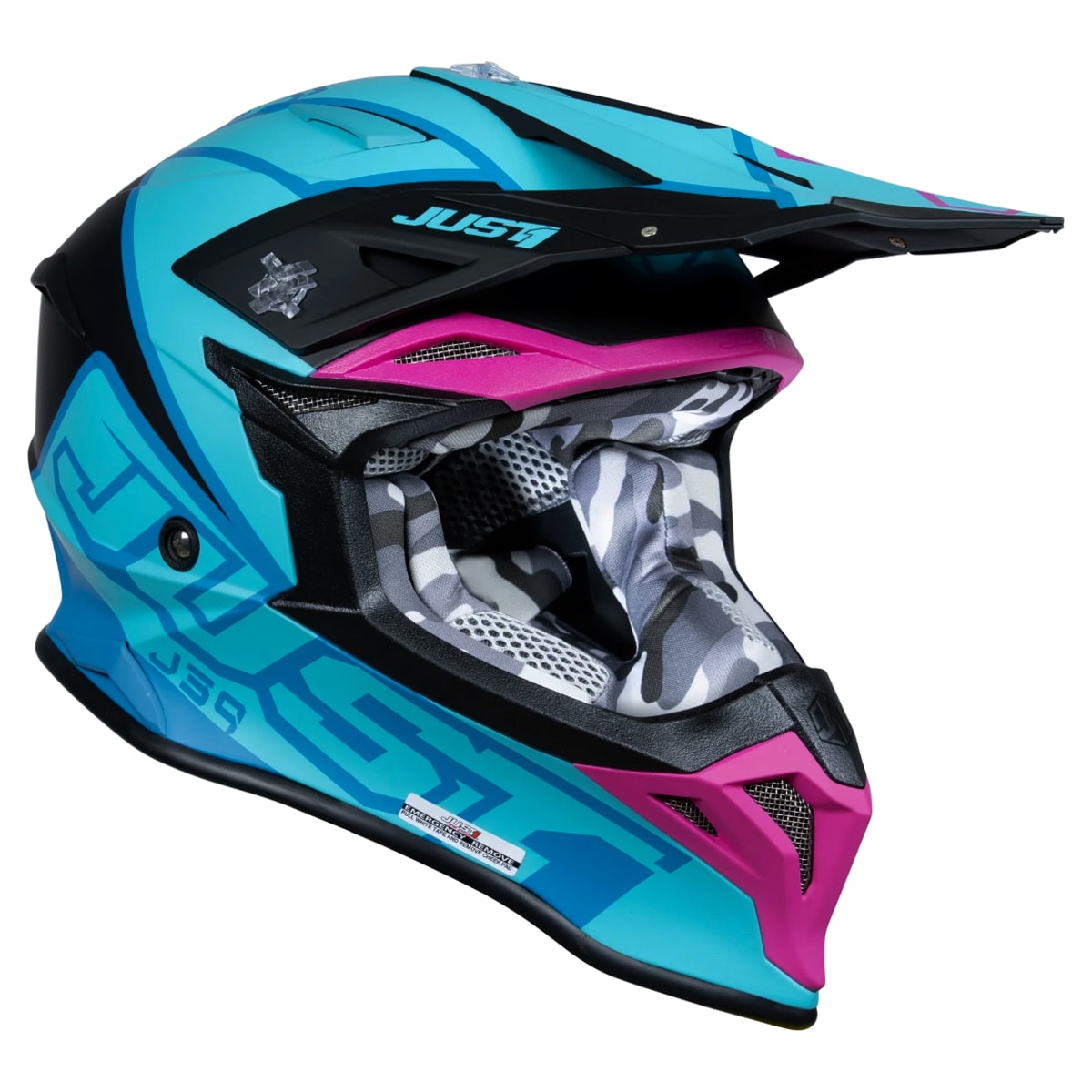 Segunda imagem do produto Capacete Just1 J39 Thruster Azul Rosa