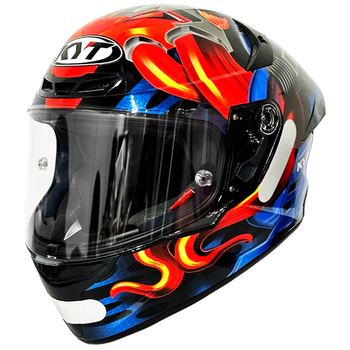 Capacete KYT TT Course Magnet Preto Vermelho Azul