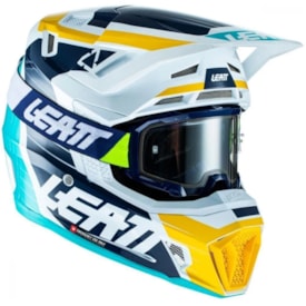 Capacete Leatt Brace Moto 7.5 V22 Aqua - Brinde Óculos Leatt Velocity 4.5