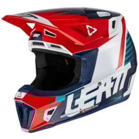 Segunda imagem do produto Capacete Leatt Brace Moto 7.5 V22 Azul Vermelho - Brinde Óculos Leatt Velocity 4.5