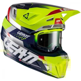 Capacete Leatt Brace Moto 7.5 V22 Verde Fluor - Brinde Óculos Leatt Velocity 4.5