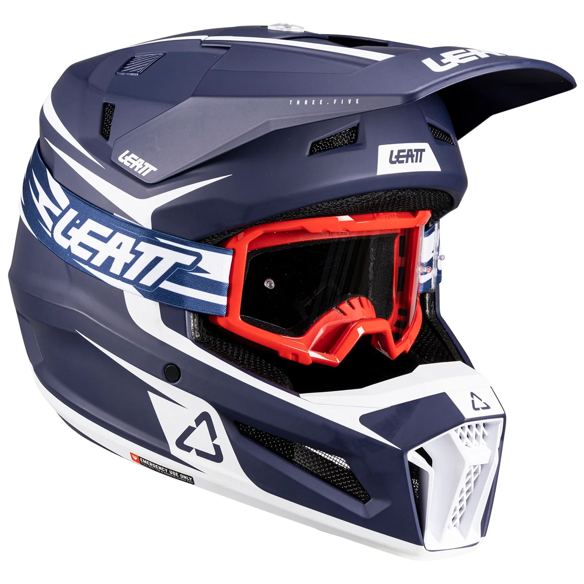 Capacete Leatt Moto 3.5 + Óculos Vizion 3.5 Azul Branco
