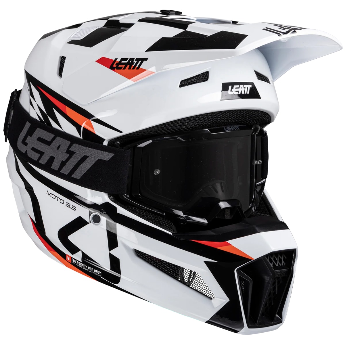 Capacete Leatt Moto 3.5 + Óculos Vizion 3.5 Branco Preto