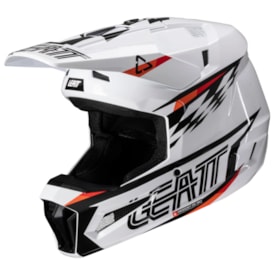 Segunda imagem do produto Capacete Leatt Moto 3.5 + Óculos Vizion 3.5 Branco Preto