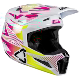 Segunda imagem do produto Capacete Leatt Moto 3.5 + Óculos Vizion 3.5 Branco Rosa