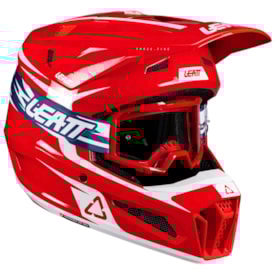 Capacete Leatt Moto 3.5 + Óculos Vizion 3.5 Vermelho