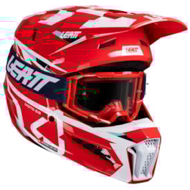Capacete Leatt Moto 3.5 + Óculos Vizion 3.5 Vermelho