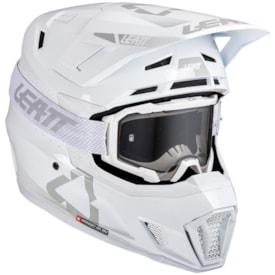 Capacete Leatt Moto 7.5 + Óculos Velocity 4.5 Branco
