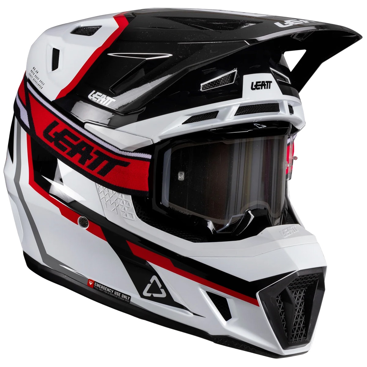 Capacete Leatt Moto 7.5 + Óculos Velocity 4.5 Branco Preto Vermelho