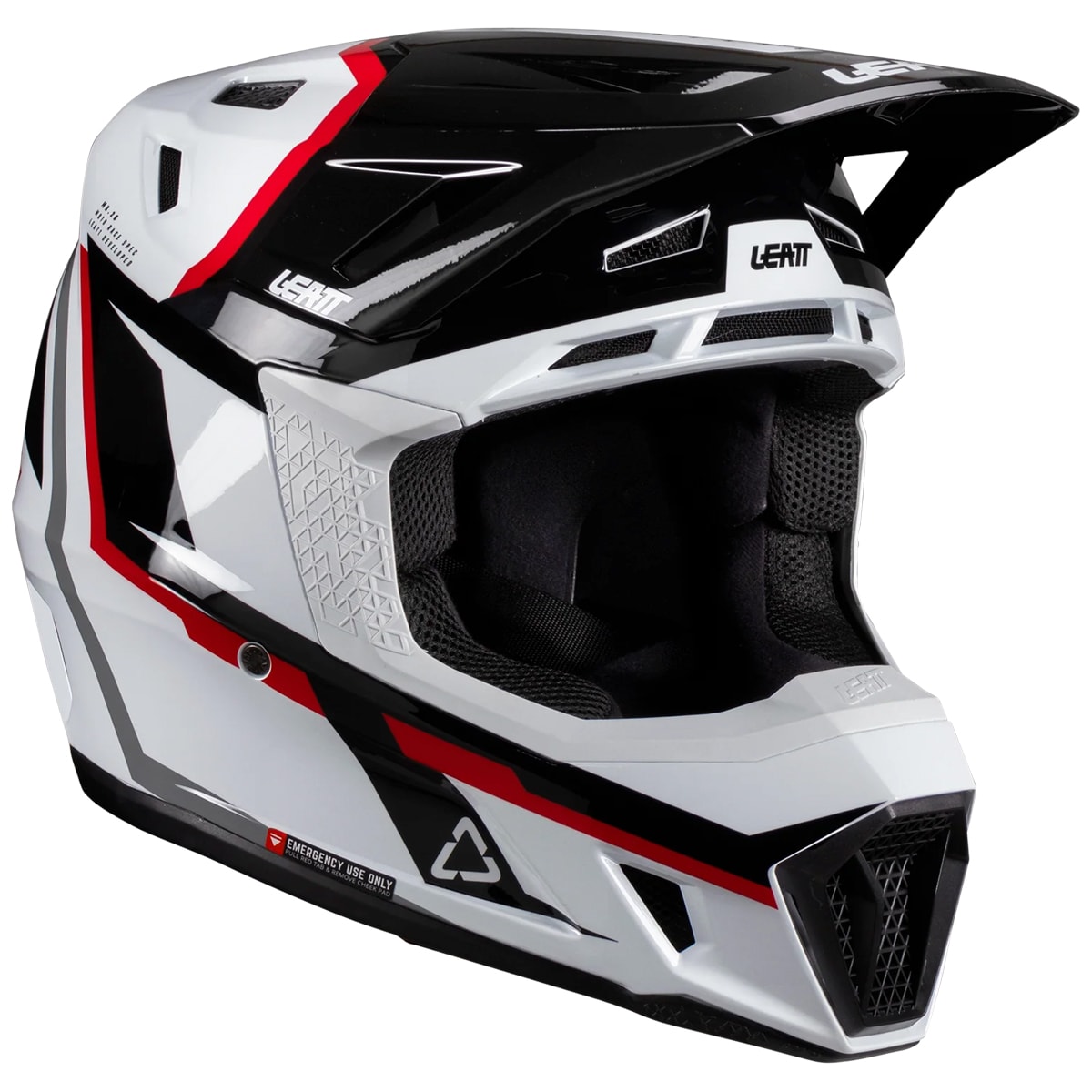 Segunda imagem do produto Capacete Leatt Moto 7.5 + Óculos Velocity 4.5 Branco Preto Vermelho