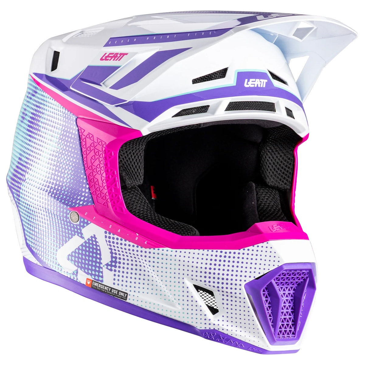 Segunda imagem do produto Capacete Leatt Moto 7.5 + Óculos Velocity 4.5 Branco Roxo