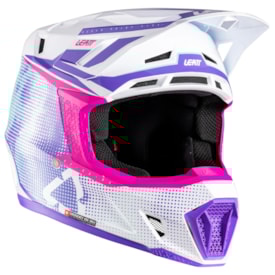 Segunda imagem do produto Capacete Leatt Moto 7.5 + Óculos Velocity 4.5 Branco Roxo