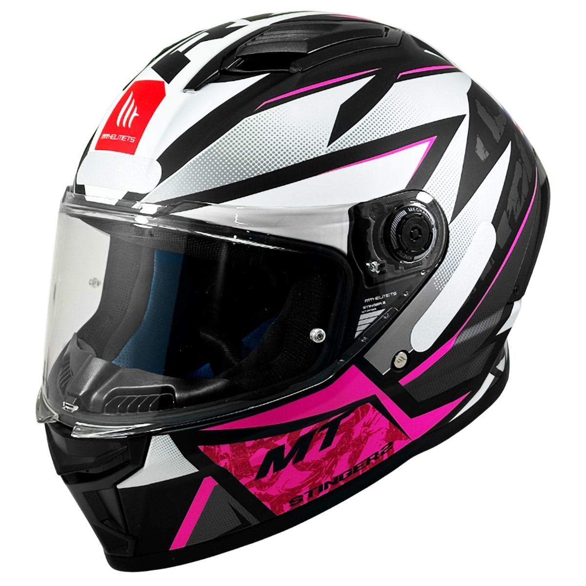 Capacete MT Stinger 2 Rush Branco Rosa