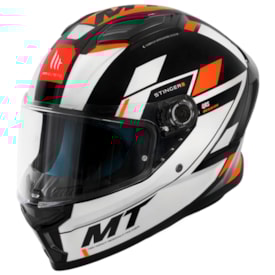 Capacete MT Stinger 2 Zivze B3 Branco Laranja