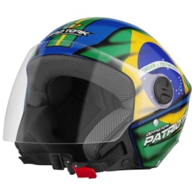 Capacete Protork Aberto New Liberty 3 Patriota Verde Azul