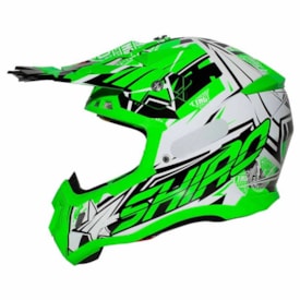 Capacete Shiro Mx-917 Fibra De Carbono Thunder III Verde Fluor