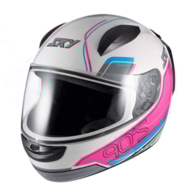 Capacete Sky Fechado Two Anos 90 Branco Rosa
