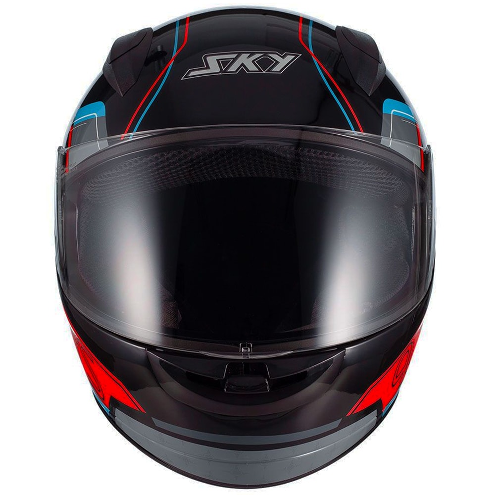 Capacete Sky Fechado Two Anos 90 Fosco Preto Vermelho