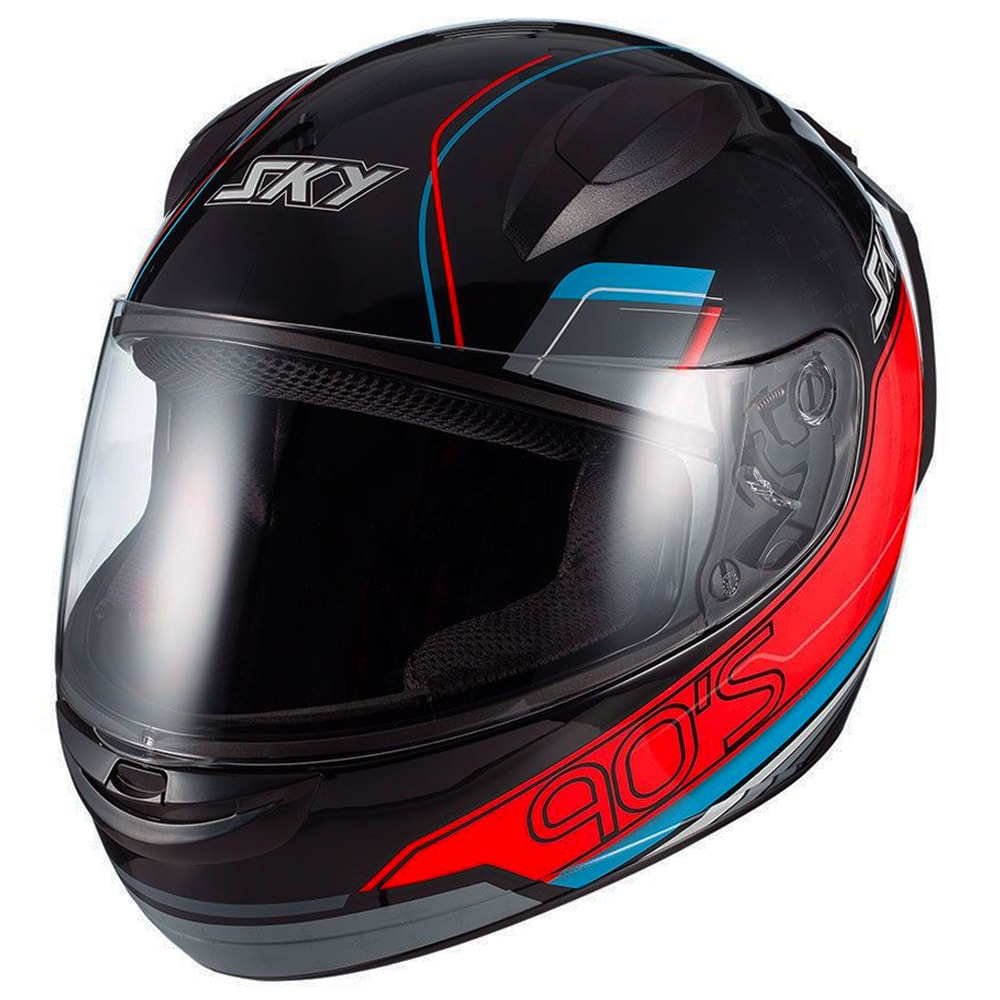 Skyページ　２ Capacete Sky Fechado Two Anos 90 Fosco Preto Vermelho