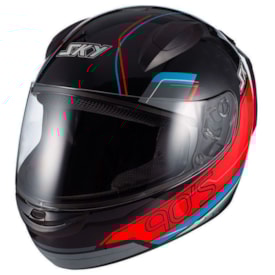 Capacete Sky Fechado Two Anos 90 Fosco Preto Vermelho
