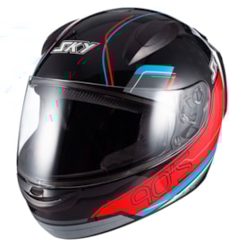 Capacete Sky Fechado Two Anos 90 Preto Vermelho