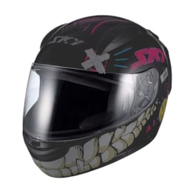 Capacete Sky Two Chaos Fosco Preto Rosa